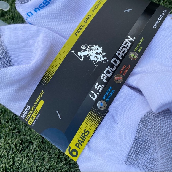 US Polo Assn White Low Cut 6 Pairs Comfort Sock Pack - Picture 4 of 6